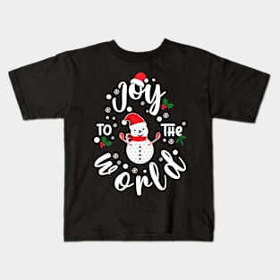 Christmas Golf Snowman Joy To The World Funny Golf Lover Kids T-Shirt